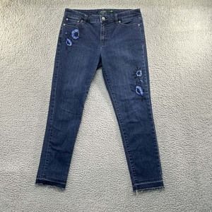 Lauren Ralph Lauren Jeans Womens 8 (32X26) Skinny Cropped Rose Embroidered